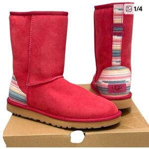 UGG Vibrant Pink Boots with Brown Soles